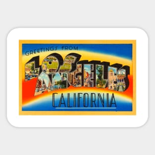 Greetings from Los Angeles, California - Vintage Large Letter Postcard Sticker